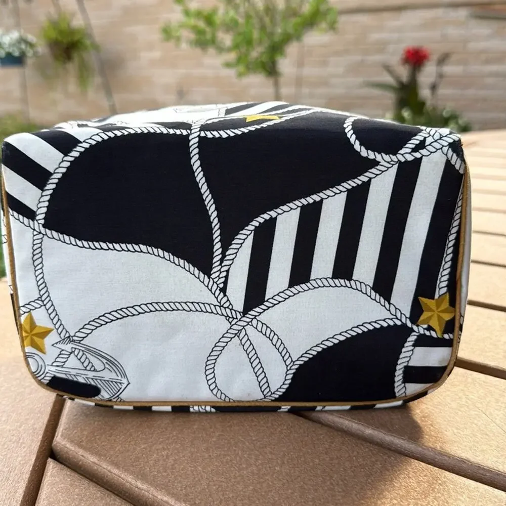 Trina Turk Nautical Themed Blue and White Cosmetic Makeup Bag